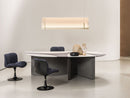 Baxter Ronchamp Dining Table - Marbe Top Gioia/Grey with Kashmir Plomb Upholstered Legs