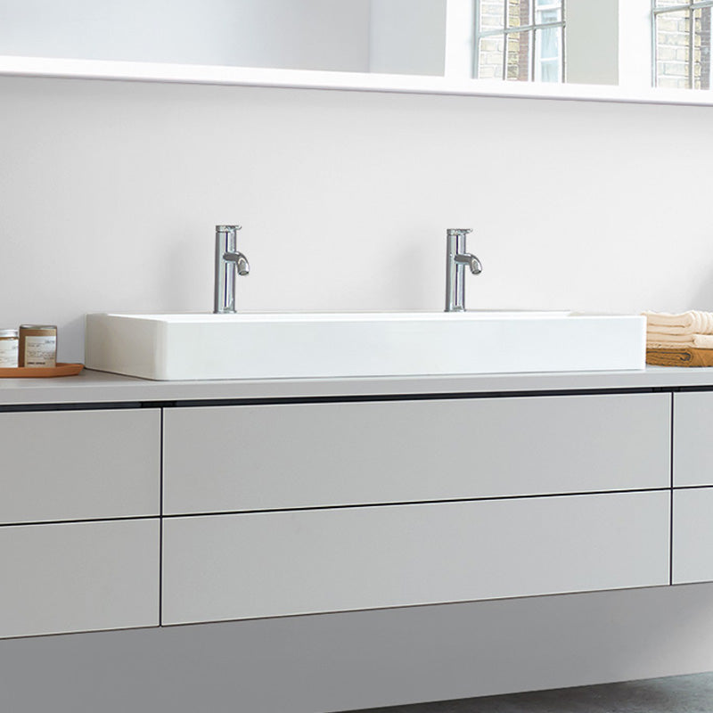 Duravit DuraSquare double washbasin white, with 2 tap holes, grounded