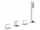 Gessi Rettangolo T 4 holes hot tub tap with diverter and handshower 20343