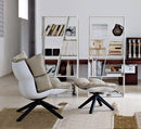 B&B Italia Husk Pouf - HP4 / Light Brushed Oak / White Fabric Cat. Super Serle 100