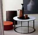 B&B Italia Mera Coffee Table - Ø 39 cm - H. 48 cm / Glossy Sahara Marble Top - Black Chrome Frame