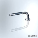 Vola T1 deck-mounted, retractable hand shower, metal shower hose chrome