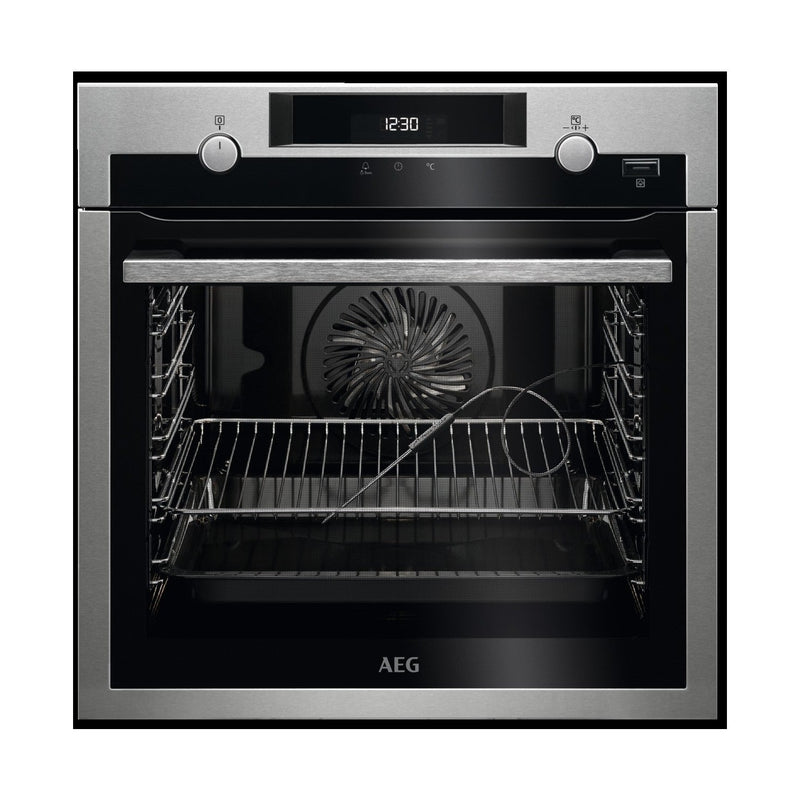 Grade A AEG 6000 BPS556020M Pyrolytic 60cm Single Built In Electric Oven with Food Sensor Stainless Steel