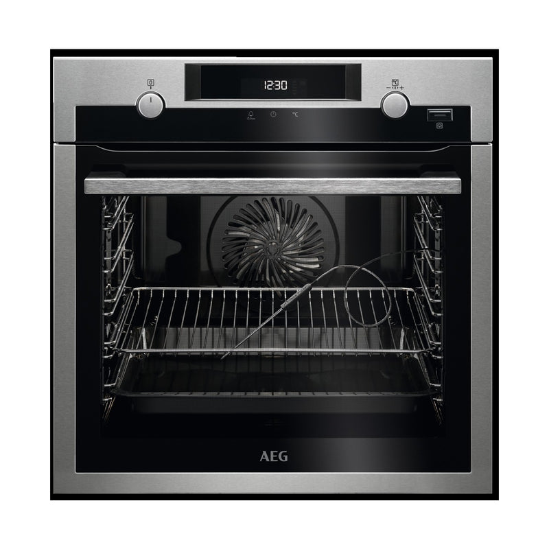Grade A AEG 6000 BPS556020M Pyrolytic 60cm Single Built In Electric Oven with Food Sensor Stainless Steel
