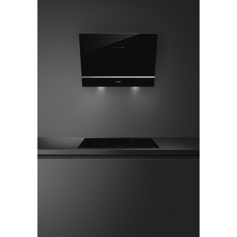 Grade C Smeg KV28N 80cm Angled Chimney Cooker Hood Black