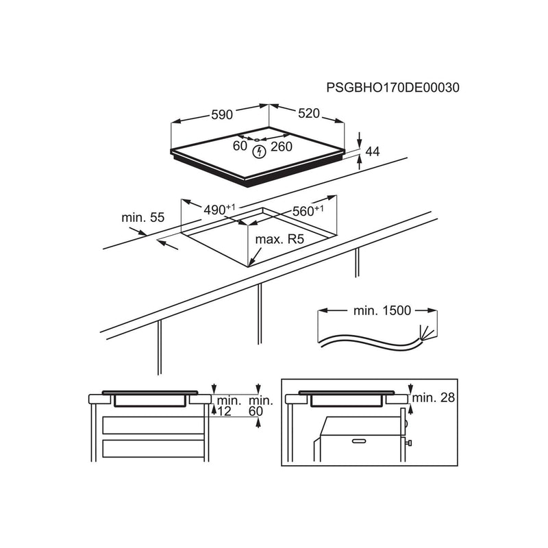 Grade A Electrolux LIT6043 60cm 4 Zone Induction Hob