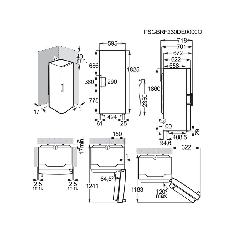Grade B AEG 7000 Series OAG7M281EX Freestanding 278 Litre Frost Free Freezer Stainless Steel