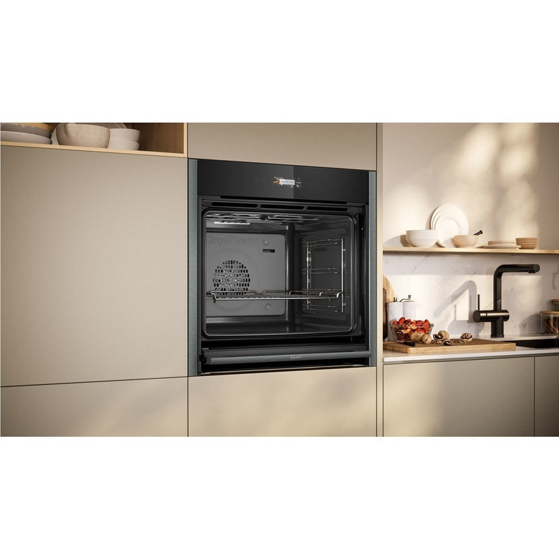 Grade B Neff N70 Slide & Hide B54CR31G0B 60cm Single Built In Electric Oven Graphite Grey