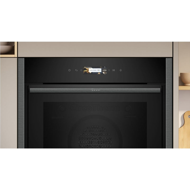 Grade B Neff N70 Slide & Hide B54CR31G0B 60cm Single Built In Electric Oven Graphite Grey