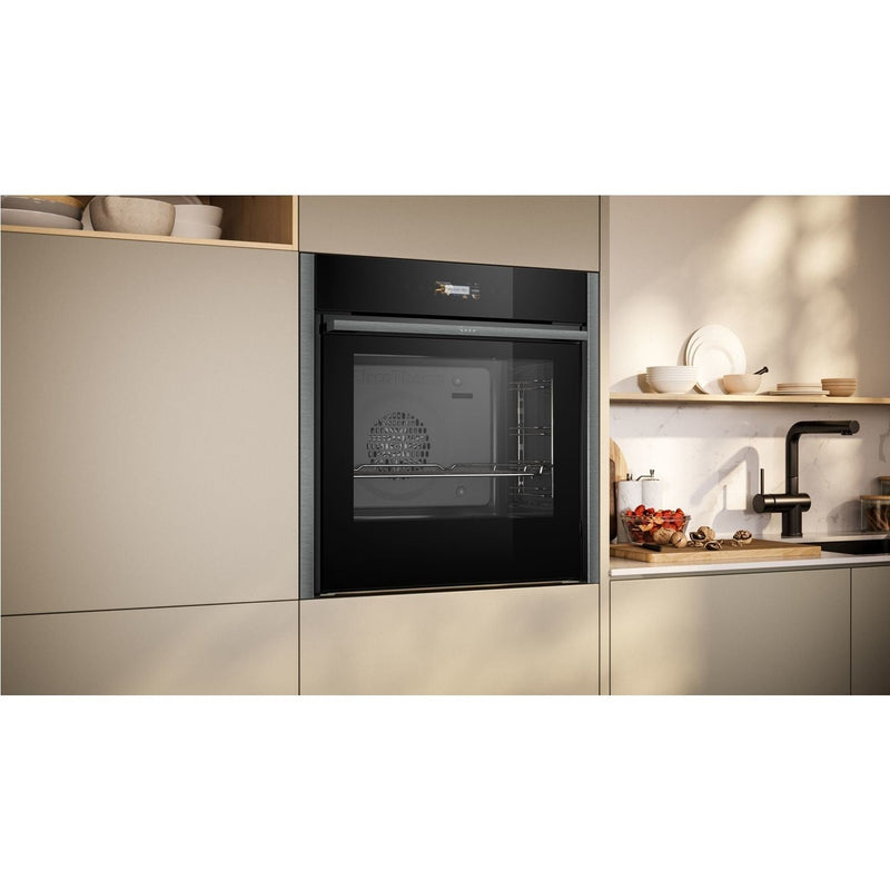 Grade B Neff N70 Slide & Hide B54CR31G0B 60cm Single Built In Electric Oven Graphite Grey