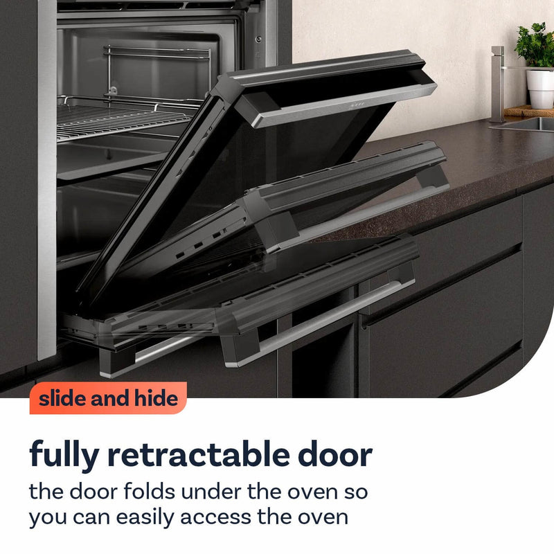 Grade A Neff N90 Slide & Hide B64CS71G0B 60cm Single Built In Electric Oven Graphite Grey