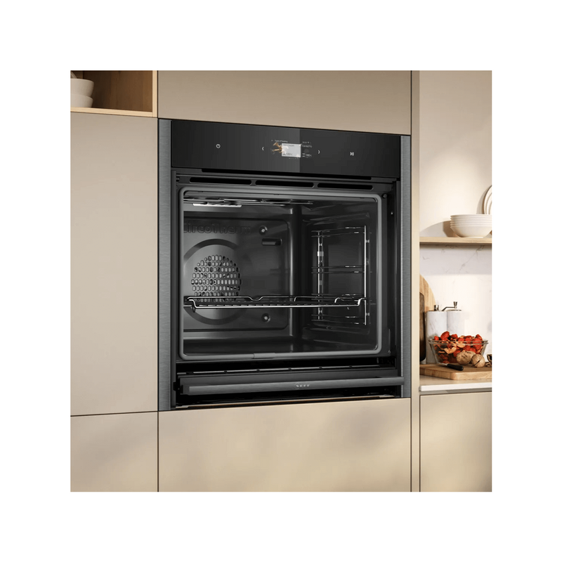Grade A Neff N90 Slide & Hide B64CS71G0B 60cm Single Built In Electric Oven Graphite Grey