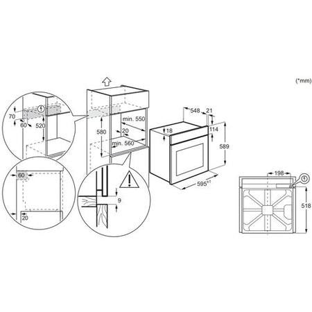 Grade A AEG 3000 Series BEX335011B 60cm Single Built In Electric Oven Black