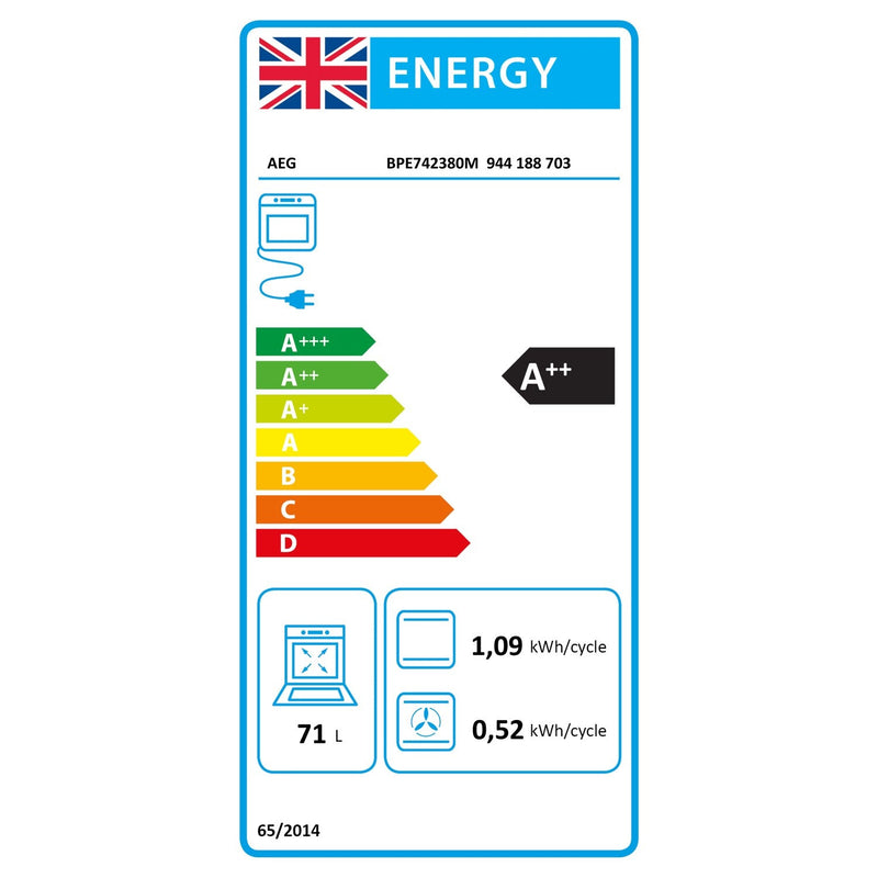 Grade B AEG 8000 Series BPE742380M 60cm Single Built In Electric Oven with Food Sensor Stainless Steel