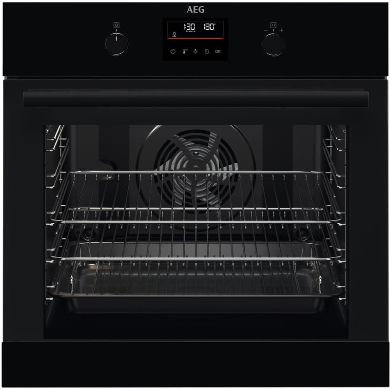 Grade B AEG 6000 Series SteamBake BPK355061B 60cm Single Built In Electric Oven Black