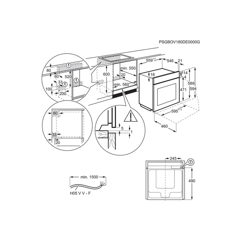 Grade C AEG 6000 Series SteamBake BPK556260B 60cm Single Built In Electric Oven with Food Probe Black