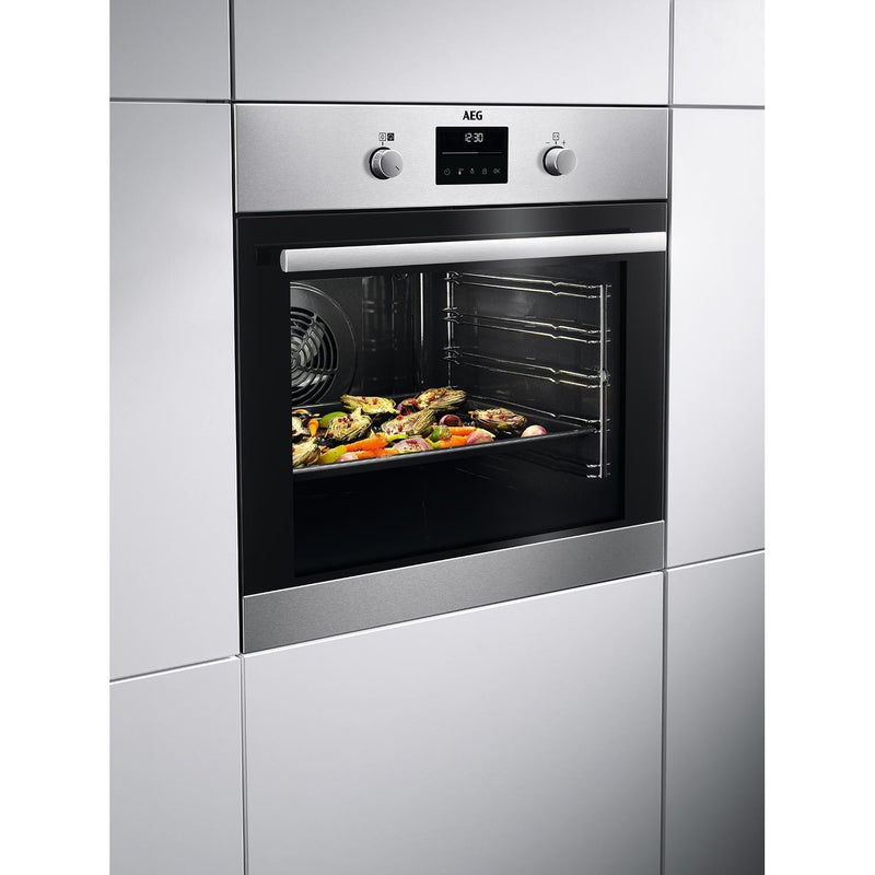 Grade A AEG 6000 Series SteamBake BPS355061M 60cm Single Built In Electric Oven Stainless Steel