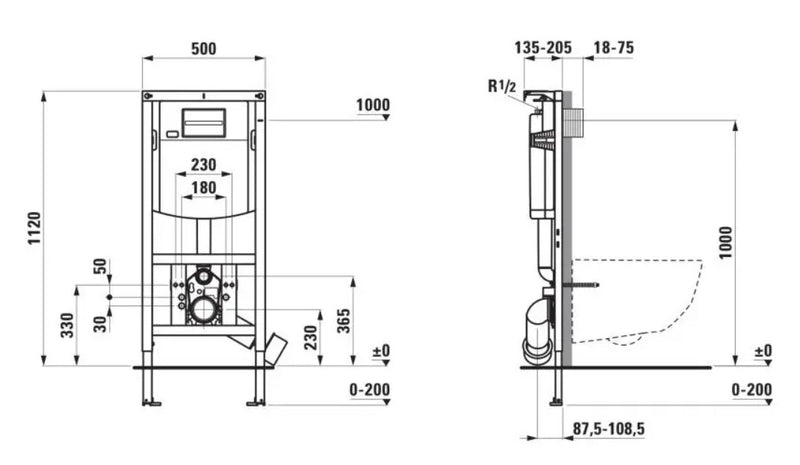 Laufen INEO Pre-Wall Element for Wall-Mounted Toilet H9201140000001