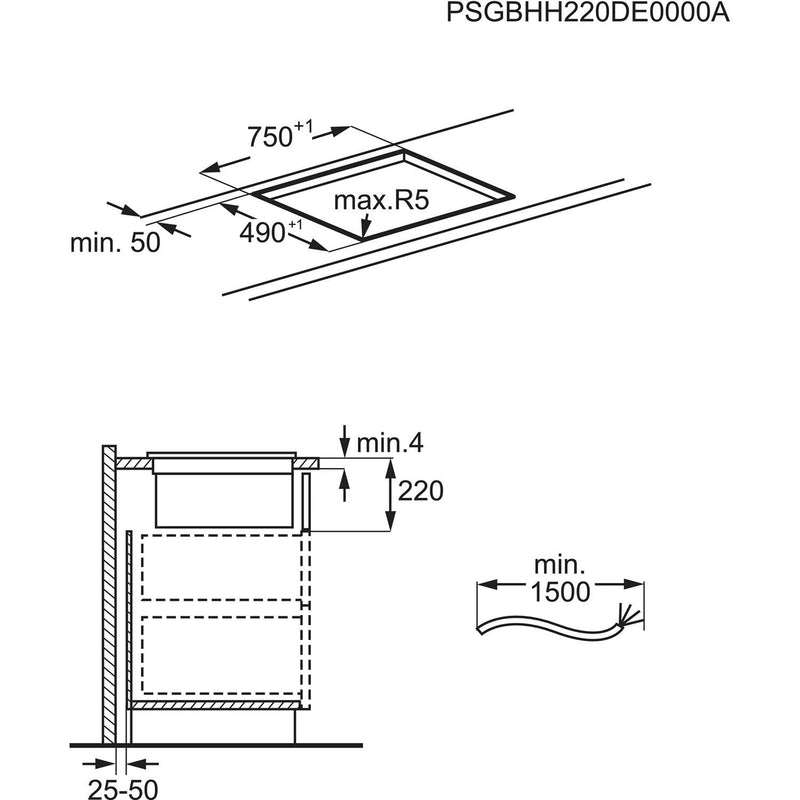 Grade A AEG CDE84543FB 83cm 4 Zone Venting Induction Hob With Double Bridge Zones Duct Out Only Black