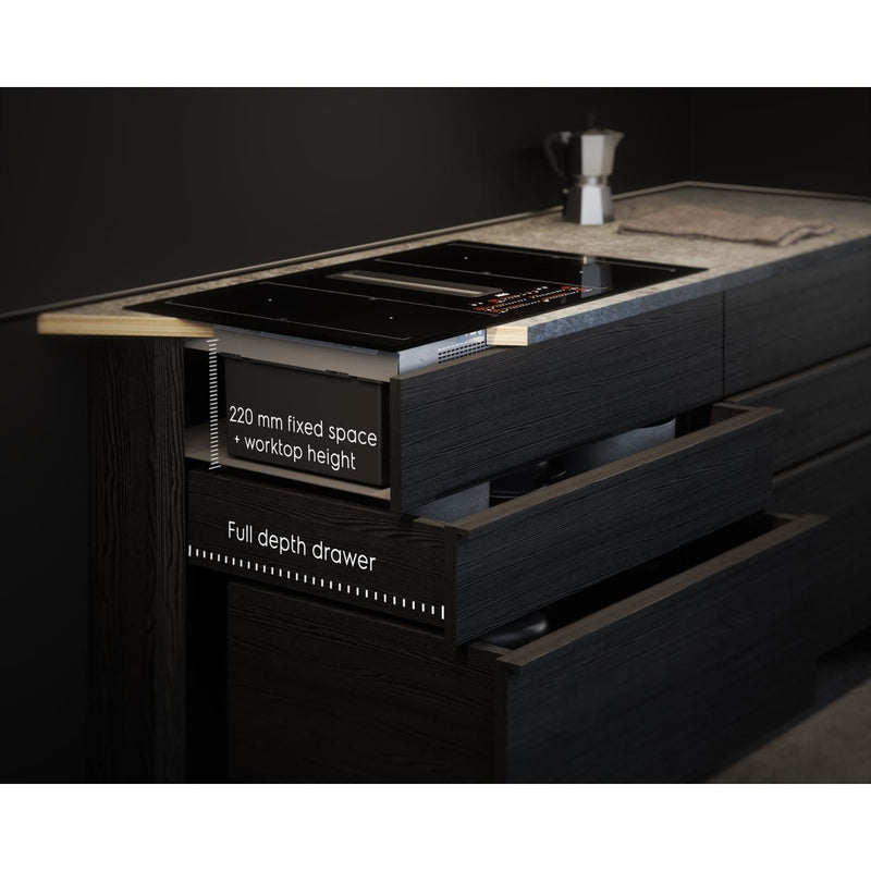 Grade A AEG CDE84543FB 83cm 4 Zone Venting Induction Hob With Double Bridge Zones Duct Out Only Black