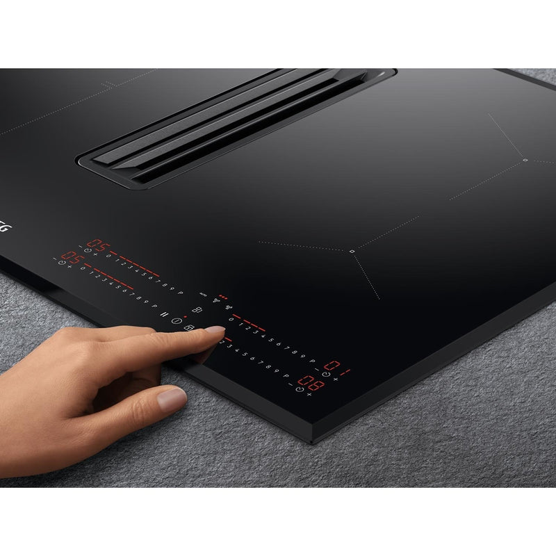 Grade A AEG CDE84543FB 83cm 4 Zone Venting Induction Hob With Double Bridge Zones Duct Out Only Black