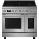 Grade B Smeg Portofino CPF92IMX 90cm Induction Twin Oven Range Cooker Stainless Steel