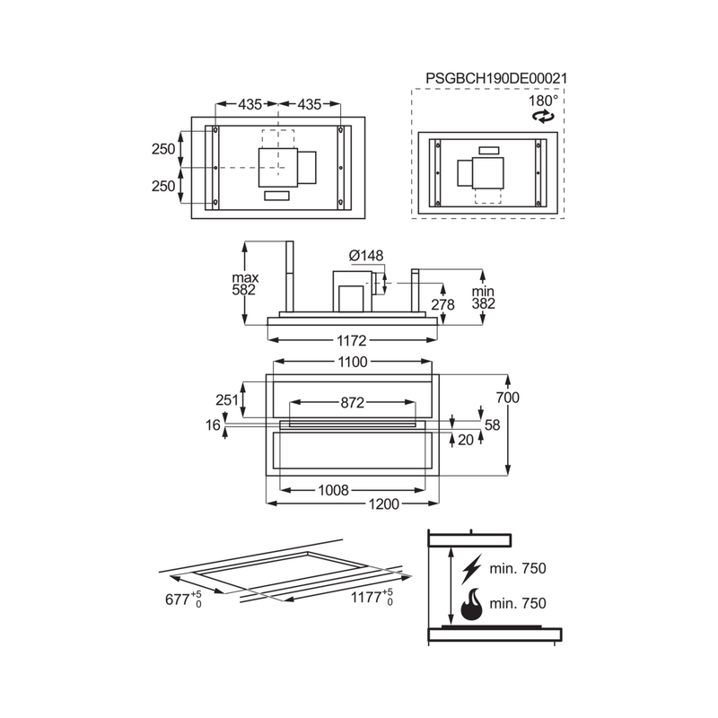 Grade C AEG DCE5260HM 120cm Ceiling Extractor Stainless Steel