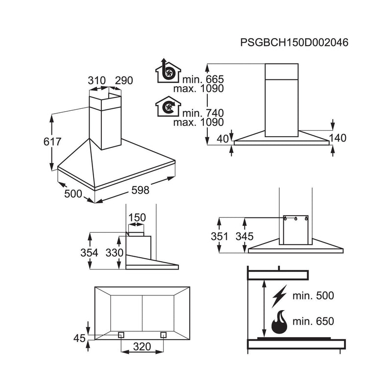 Grade B AEG DKB4650M 60cm Chimney Cooker Hood