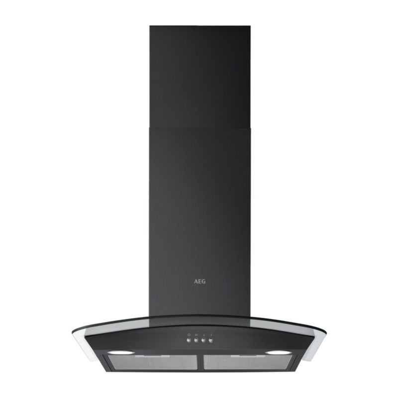 Grade A AEG 3000 Series DTX3640B 60cm Curved Glass Chimney Cooker Hood Black