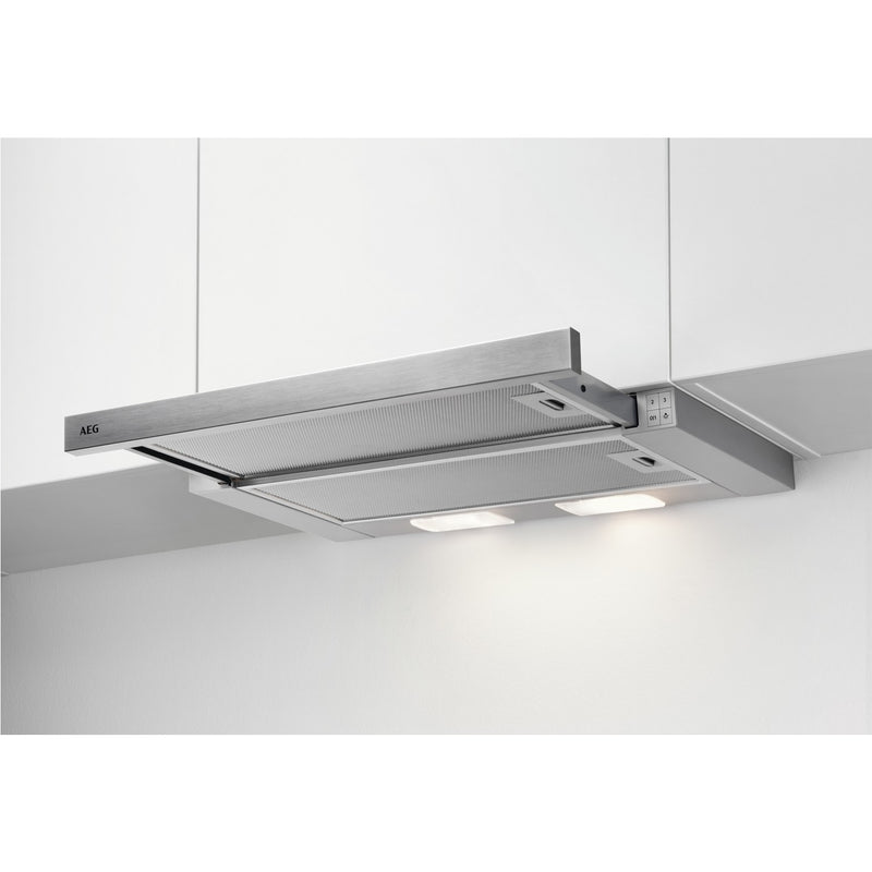 Grade B AEG 3000 Series DPB3632S 60cm Telescopic Cooker Hood Silver