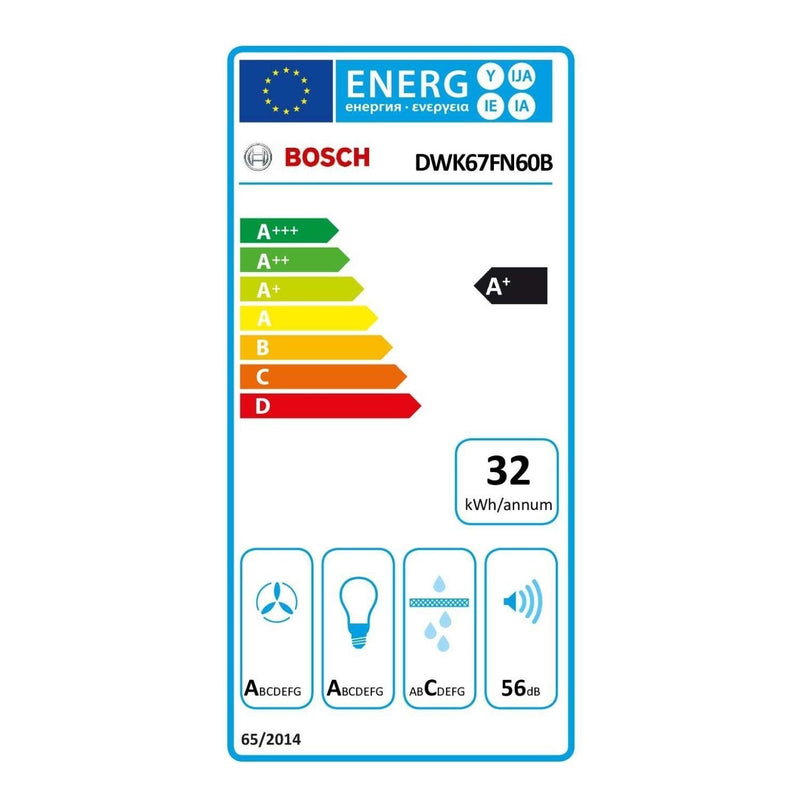 Grade A Bosch Series 4 DWK67FN60B 60cm Angled Chimney Cooker Hood Black