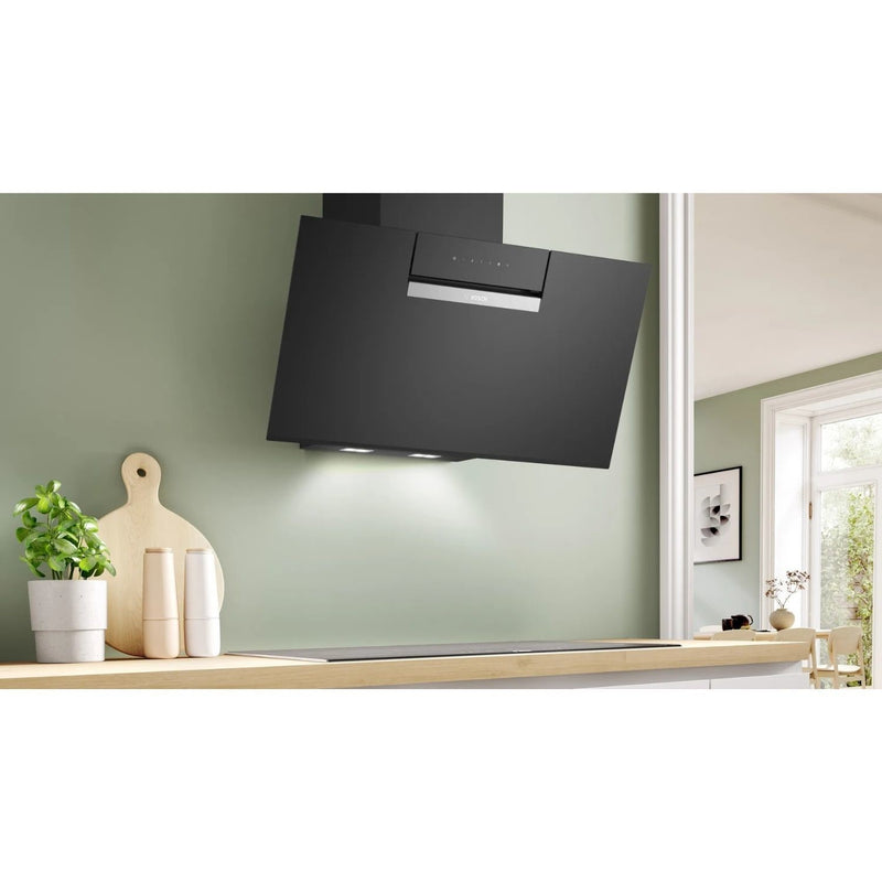 Grade A Bosch Series 4 DWK67FN60B 60cm Angled Chimney Cooker Hood Black