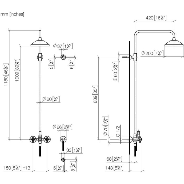 Dornbracht Madison shower set with two-hand shower mixer