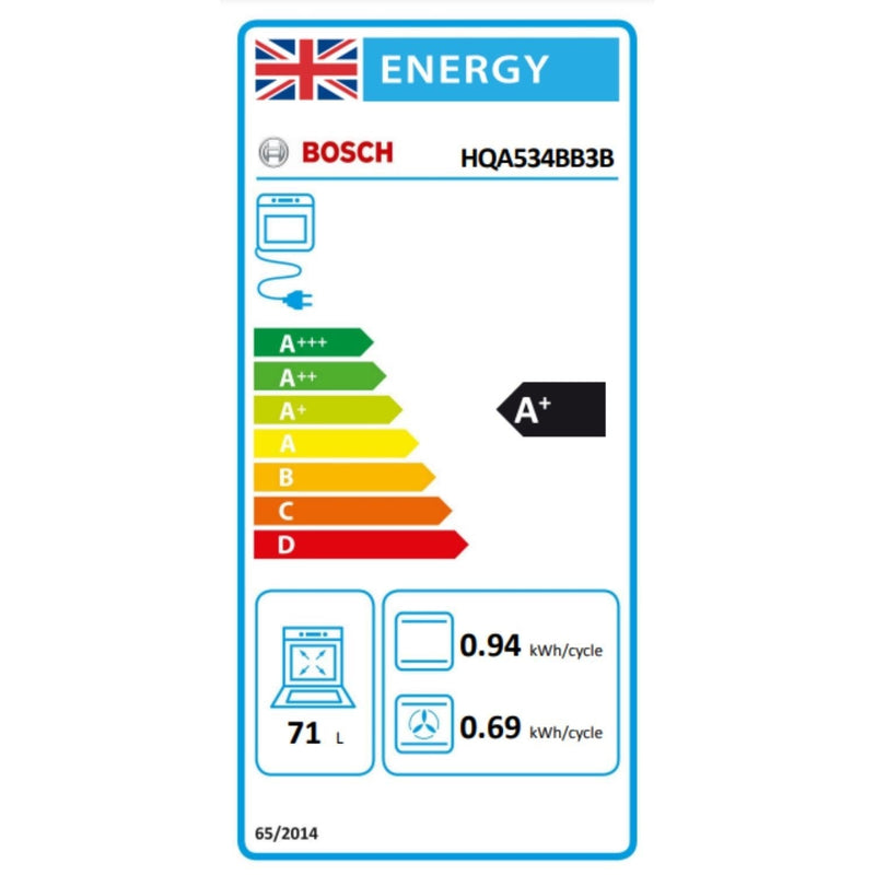 Grade B Bosch Series 4 Electric Single Oven - HQA534BB3B built-in/under single oven in Black