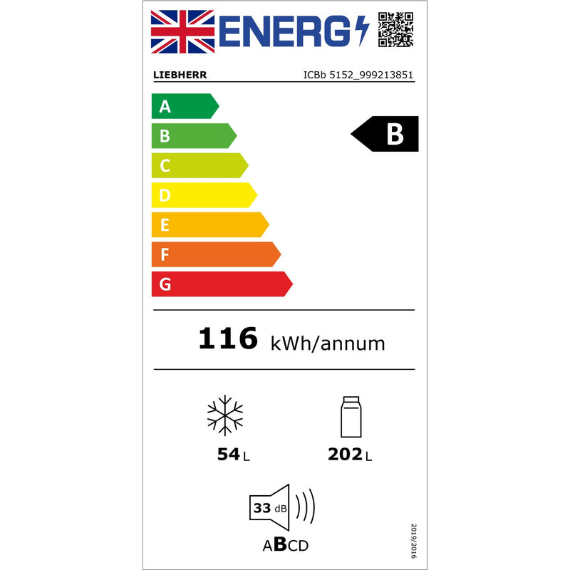 Grade A Liebherr ICBb5152 Integrated 256 Litre 80/20 Low Frost Fridge Freezer White