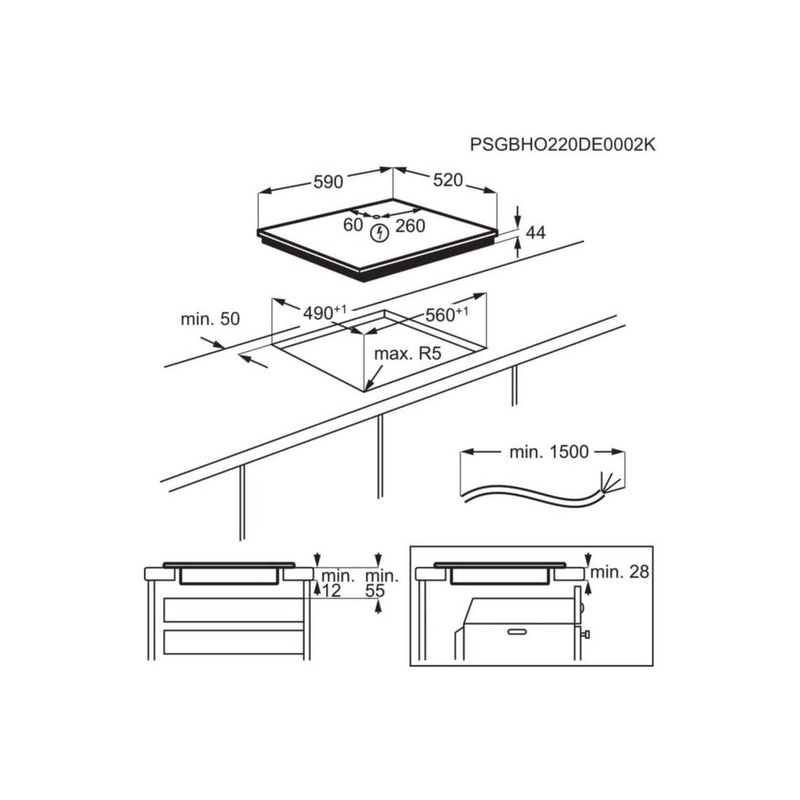 Grade A AEG IKE64441FB 60cm 4 Zone Induction Hob Black