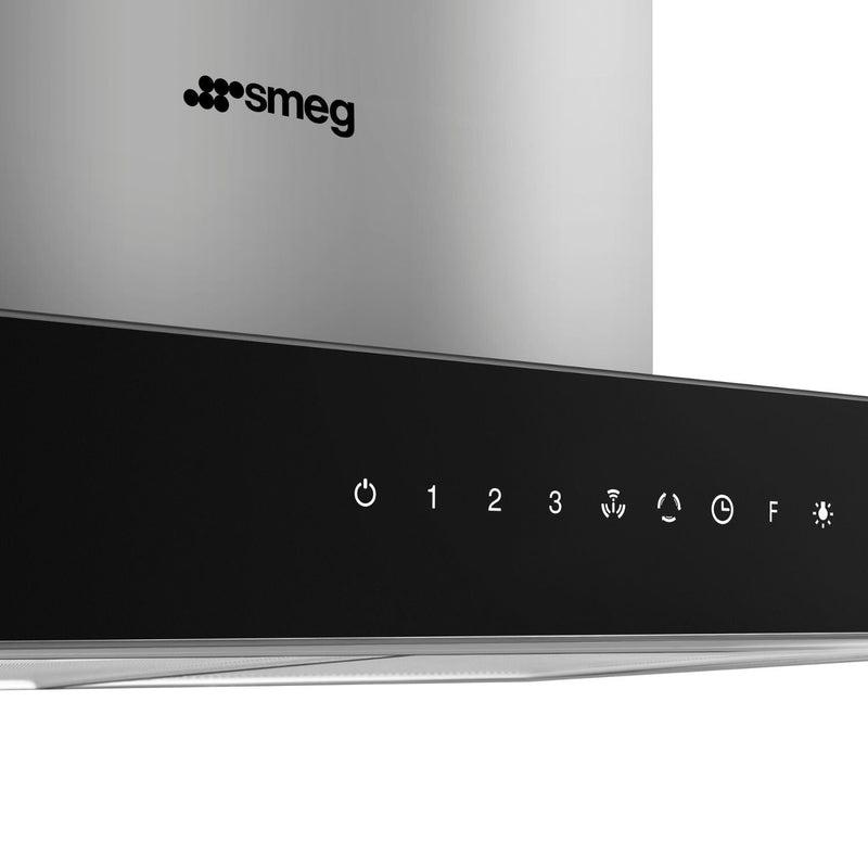 Grade A Smeg KBTI9L4VN 90cm Island Cooker Hood Stainless Steel with Black Glass