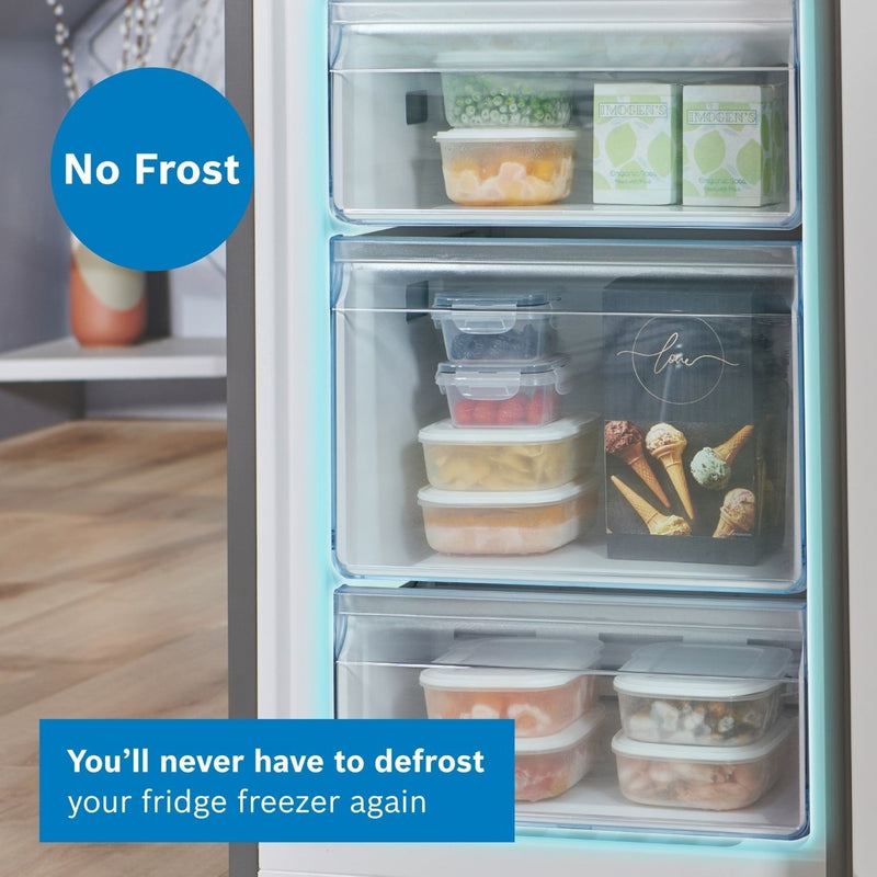 Grade A Bosch Serie 2 KGN34NLEAG Freestanding 300 Litre 50/50 Frost Free Fridge Freezer Stainless Steel Look