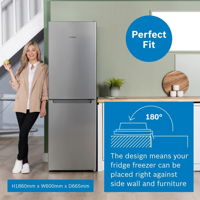 Grade A Bosch Serie 2 KGN34NLEAG Freestanding 300 Litre 50/50 Frost Free Fridge Freezer Stainless Steel Look
