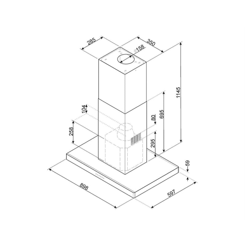 Grade C Smeg KI90XE 90cm Slimline Island Hood Stainless Steel