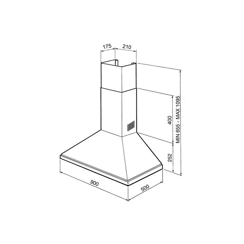 Grade B Smeg KSED95XE 90cm Chimney Hood Stainless Steel
