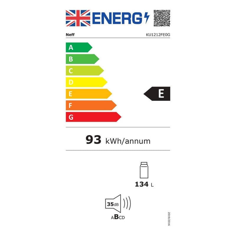 Grade B Neff N50 KU1212FE0G Integrated 134 Litre Built Under Fridge