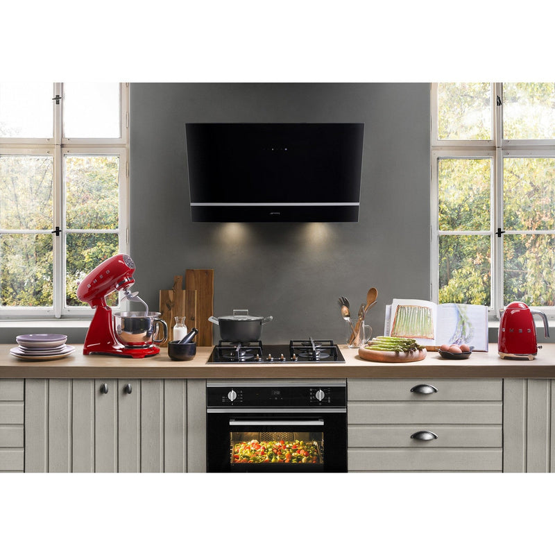 Grade C Smeg KV28N 80cm Angled Chimney Cooker Hood Black