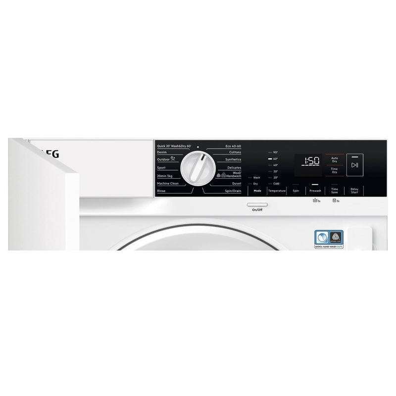 Grade A AEG 6000 Series AutoSense 7kg Wash 4kg Dry 1600rpm Integrated Washer Dryer - White