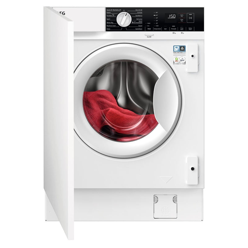 Grade A AEG 6000 Series AutoSense LX6WG84634BI Integrated 8/4KG 1600 Spin Washer Dryer White