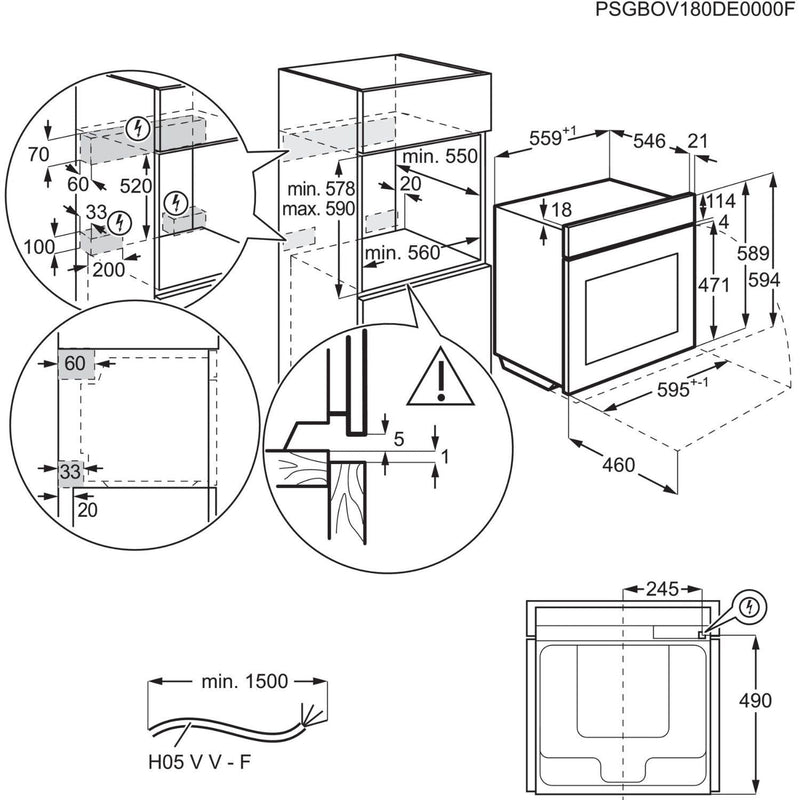 Grade A AEG 6000 Series SenseCook OS6PB50AK 60cm Single Electric Oven