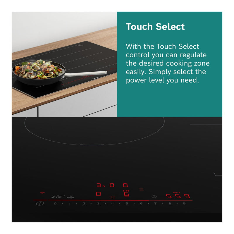 Grade A Bosch Series 4 PWP611BB5B Touch Control 60cm 4 Zone Induction Hob Black