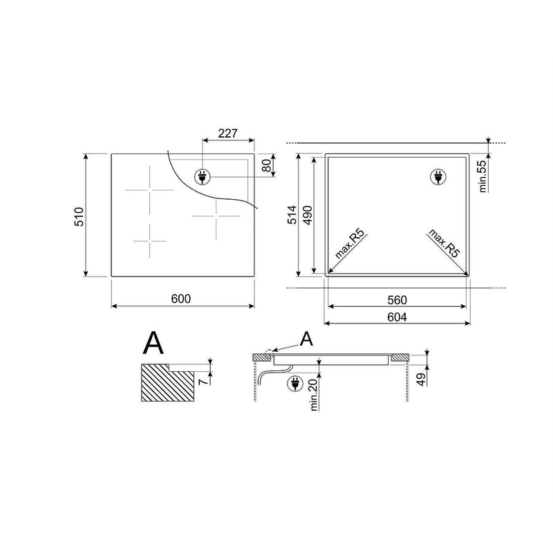 Grade A Smeg SI2M7643DW 60cm Slider Touch Control Multizone Induction Hob With Straight Edge Glass White