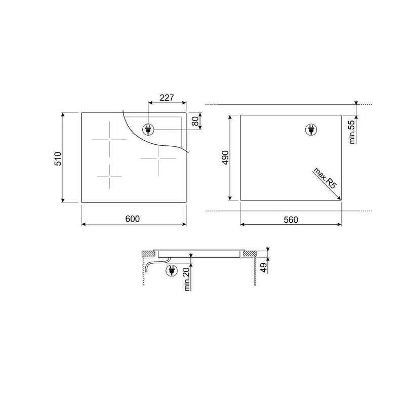 Grade A Smeg SI2M7643DW 60cm Slider Touch Control Multizone Induction Hob With Straight Edge Glass White
