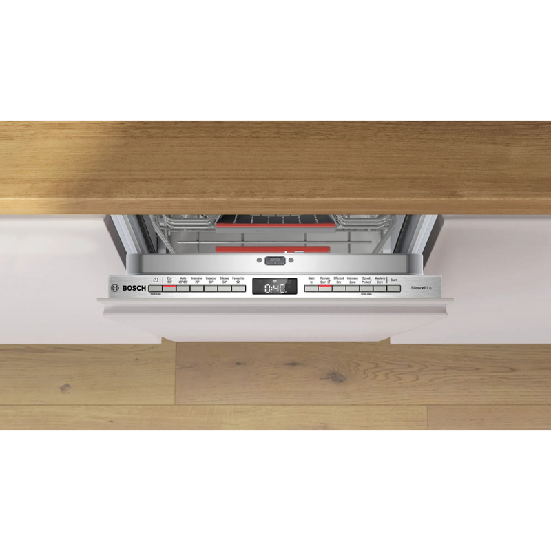 Grade A Bosch Series 4 Integrated Slimline Dishwasher - Smart Wi-Fi C-Rated Silver control panel